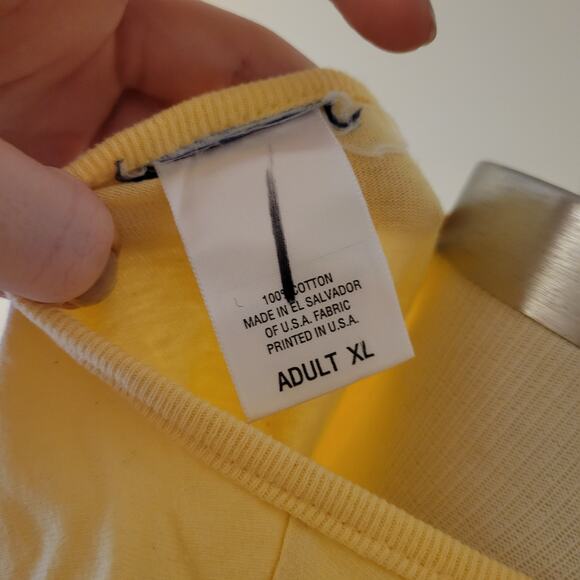 Y2K Yellow Teddy Bear Graphic Tank Top 2000s Flowy Cotton XL Summer Cute - Picture 8 of 8